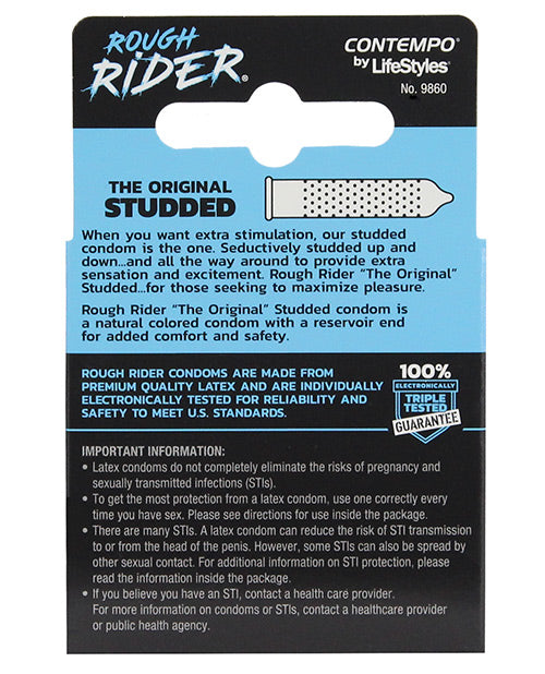 Lifestyles Rough Rider Studded Condom Pack - Pack Of 3 - Casual Toys