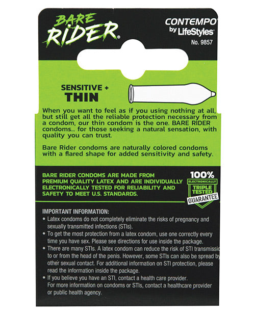 Contempo Bare Rider Thin Condom Pack - Pack Of 3 - Casual Toys