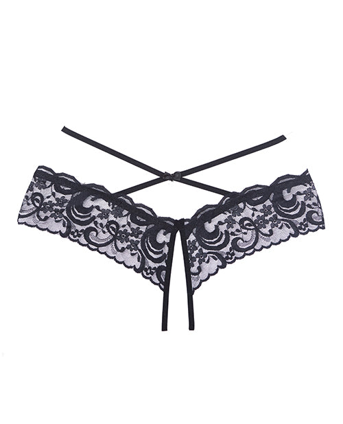 Adore Dare Me Cross Waist Open Lace Panty Black O-s - Casual Toys