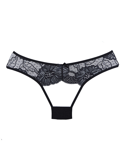 Adore Kiss Mesh & Lace Open Panty Black O-s - Casual Toys