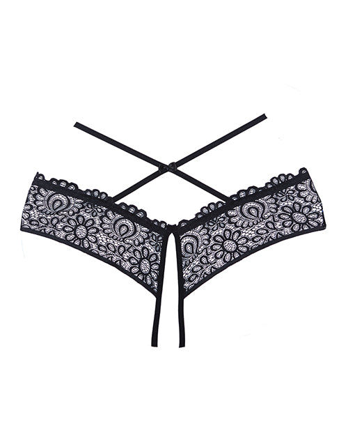 Adore Crayzee Open Panty W-criss Cross Waist Straps & Lace Black O-s - Casual Toys