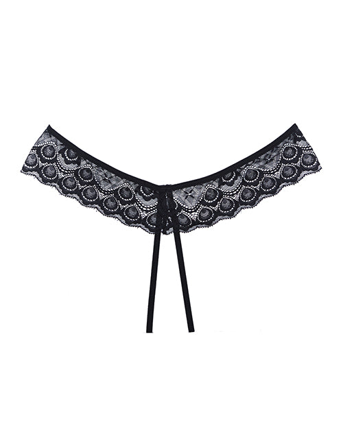 Adore Foreplay Lace & Mesh Front Open Panty Black O-s - Casual Toys