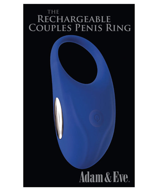 Adam & Eve Rechargeable Couples Penis Ring - Blue - Casual Toys