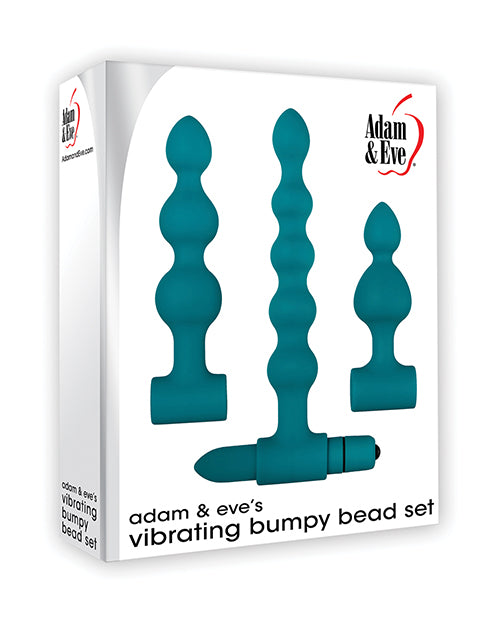 Adam & Eve Vibrating Anal Bumpy Bead Set - Teal - Casual Toys