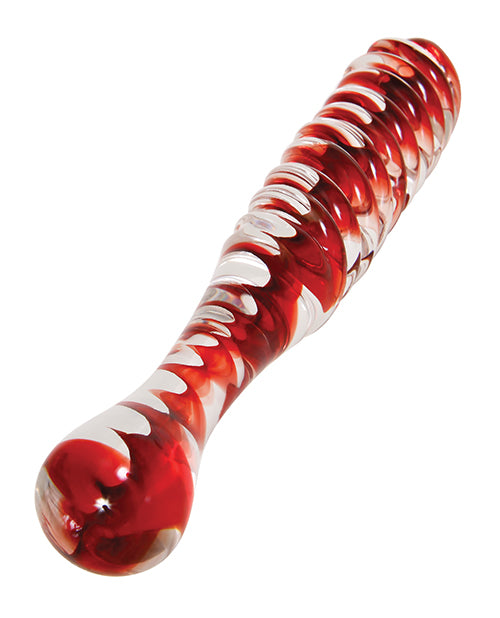 Adam & Eve Eve's Sweetheart Swirl Glass Dildo - Clear-red - Casual Toys