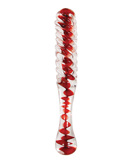 Adam & Eve Eve's Sweetheart Swirl Glass Dildo - Clear-red - Casual Toys
