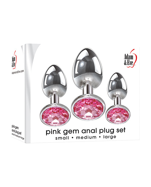 Adam & Eve Pink Heart Gem Anal Plug Set - Casual Toys