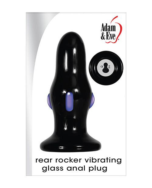 Adam & Eve Rear Rocker Vibrating Glass Anal Plug - Black - Casual Toys
