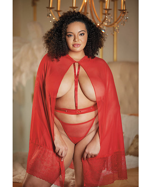 Allure Lace & Mesh Cape W/attached Waist Belt (g-string Not Included) Qn