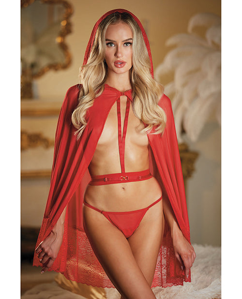 Allure Lace & Mesh Cape W/attached Waist Belt (g-string Not Included) O/s