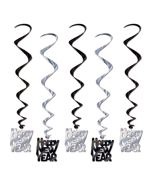 Happy New Year Whirls - Black-silver