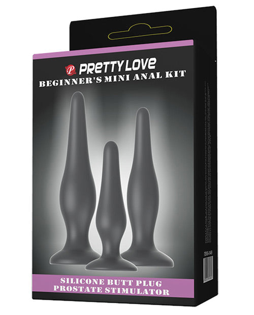 Pretty Love Beginner's Mini Anal Kit - Black Set Of 3 - Casual Toys