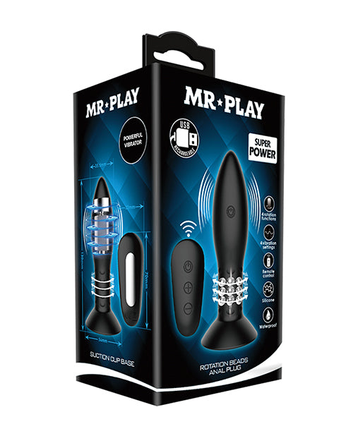 Mr. Play Rotating Bead Butt Plug - Black - Casual Toys