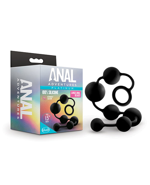 Blush Anal Adventures Platinum Silicone Anal Beads - Large Black - Casual Toys