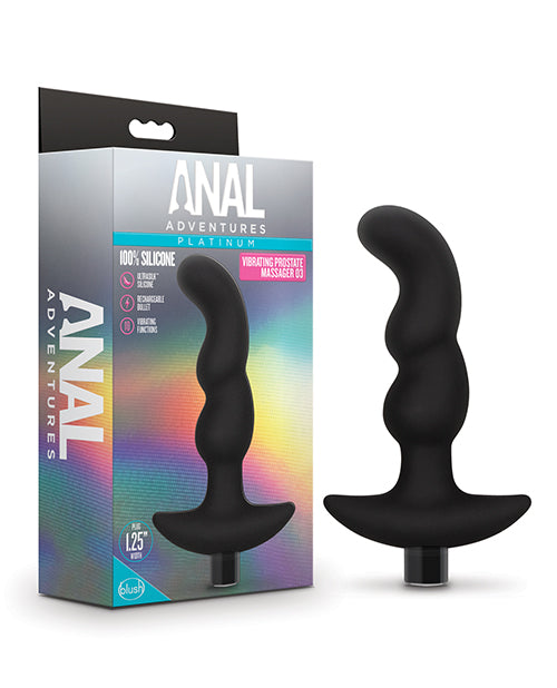 Blush Anal Adventures Platinum Silicone Vibrating Prostate Massager 03 - Black - Casual Toys