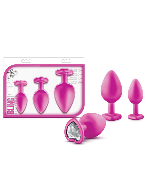 Blush Luxe Bling Plugs Training Kit - Pink W/white Gems - Casual Toys