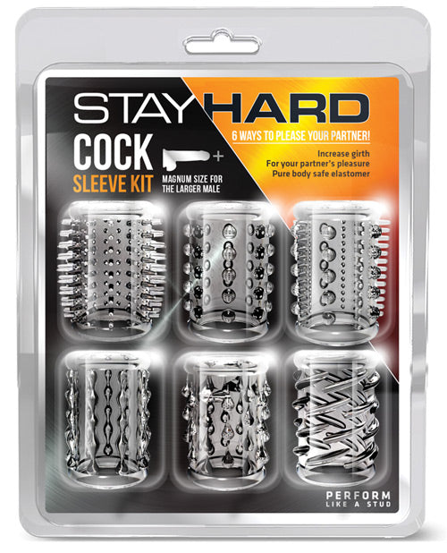 Blush Stay Hard Cock Sleeve Kit - Clear Box Of 6 - Casual Toys