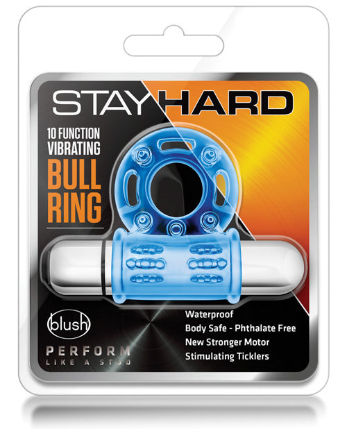 Blush Stay Hard Mega Vibrating Bull Ring - Blue - Casual Toys