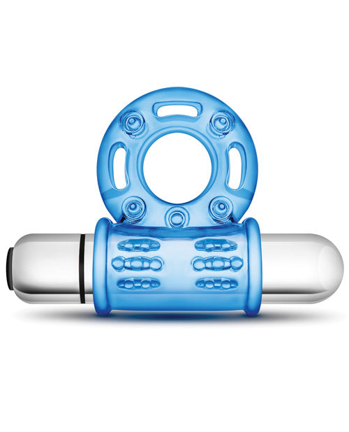 Blush Stay Hard Mega Vibrating Bull Ring - Blue - Casual Toys