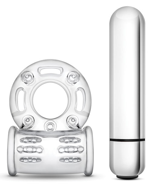 Blush Stay Hard 10 Function Vibrating Bull Ring Cock Ring - Clear - Casual Toys