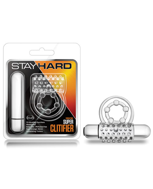 Blush Stay Hard Super Clitifier Cock Ring - Clear - Casual Toys