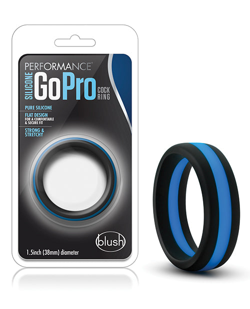 Blush Performance Silicone Go Pro Cock Ring - Black-blue - Casual Toys