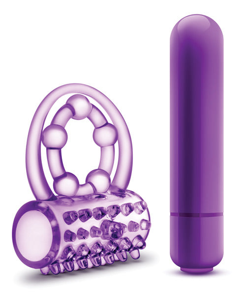 Blush Play With Me The Player Vibrating Double Strap Cockring - Purple - Casual Toys