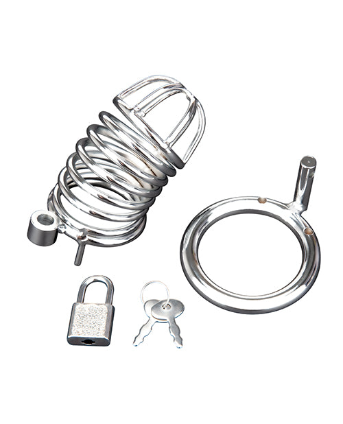 Blue Line Deluxe Chastity Cage - Silver - Casual Toys