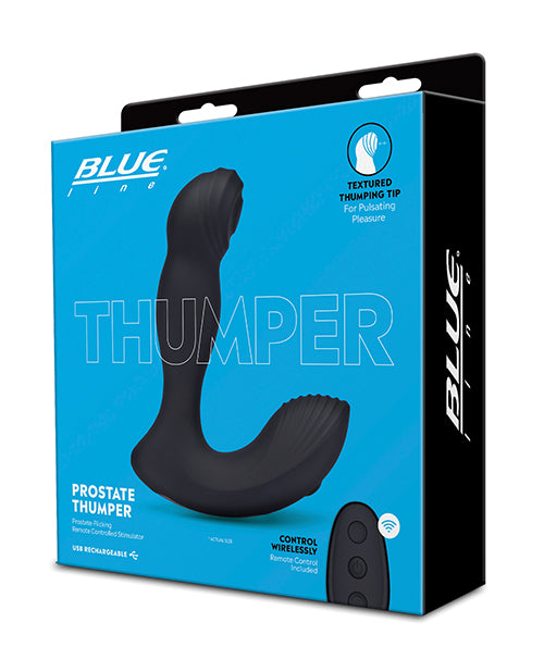 Blue Line Vibrating Prostate Thumper W-remote - Black