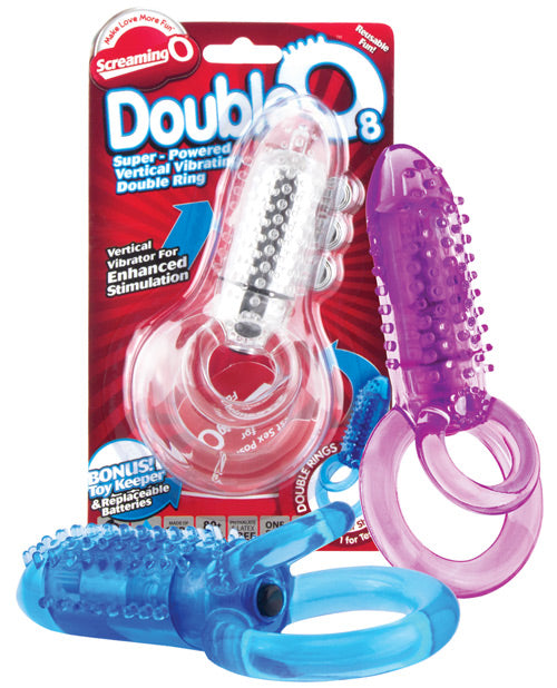 Screaming O Doubleo 8 Vibrating Double Cock Ring - Asst. Colors - Casual Toys