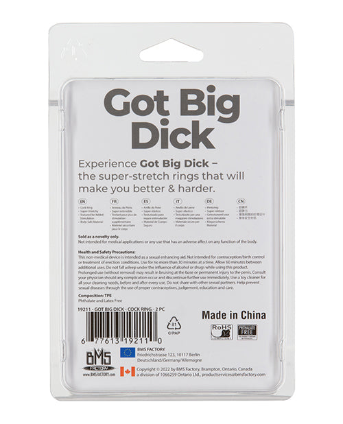 Got Big Dick 2 Pack Cock Rings - Black - Casual Toys