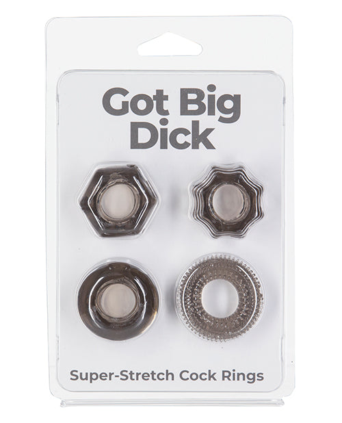 Got Big Dick 4 Pack Cock Rings - Black - Casual Toys