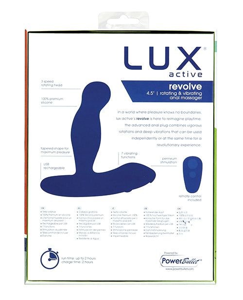 Lux Active Revolve 4.5" Rotating & Vibrating Anal Massager - Dark Blue - Casual Toys