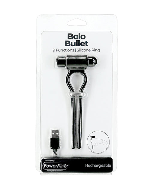 Bolo Bullet Vibrating Adjustable Cock Tie - Black - Casual Toys