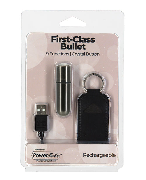 First Class Mini Rechargeable Bullet W-crystal - 9 Functions Gun Metal