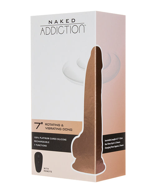 Naked Addiction 7" Rotating & Vibrating Dong W-remote - Flesh - Casual Toys