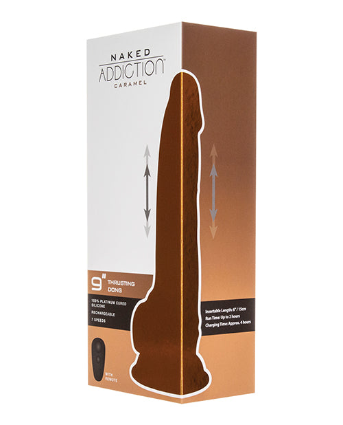 Naked Addiction 9" Thrusting  Dong W-remote - Caramel - Casual Toys