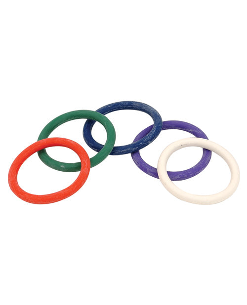 Spartacus 1.5" Rubber Cock Ring Set - Rainbow Pack Of 5 - Casual Toys