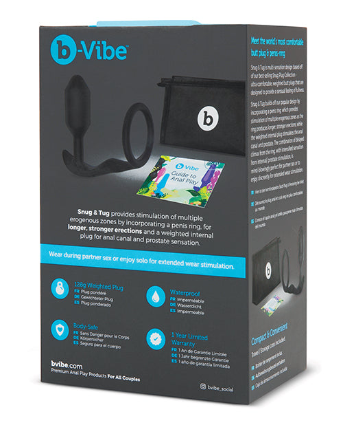 B-vibe Snug & Tug Weighted Silicone & Penis Ring - 128 G Black - Casual Toys