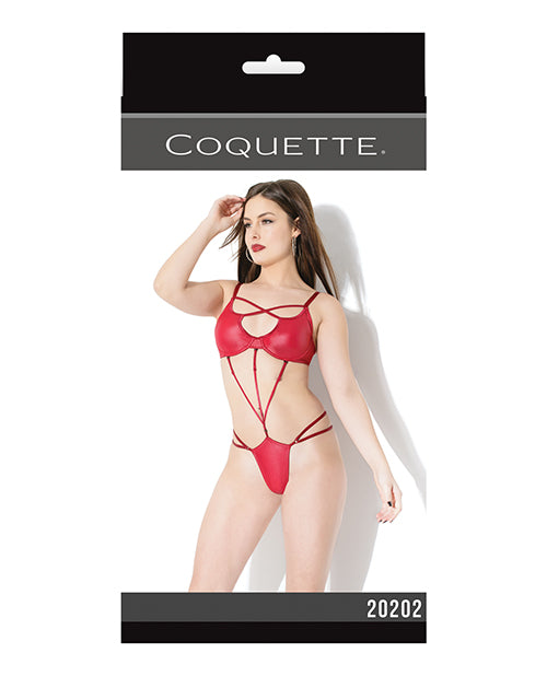 Play Darque Matte Wet Look Teddy W-removable Connector Straps Red O-s - Casual Toys