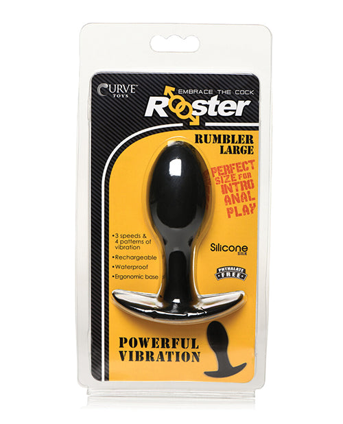 Curve Novelties Rooster Rumbler Vibrating Silicone Anal Plug - Black