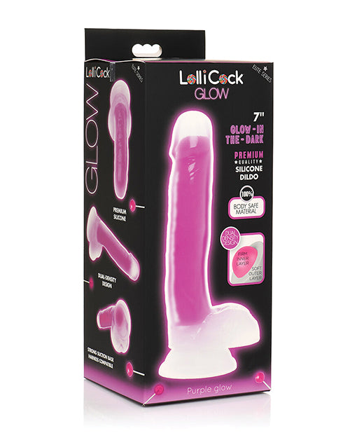 Curve Toys Lollicock 7" Glow In The Dark Silicone Dildo W/balls