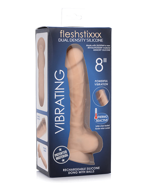 Curve Novelties Fleshstixxx 8" Vibrating Silicone Dildo W/balls - Casual Toys