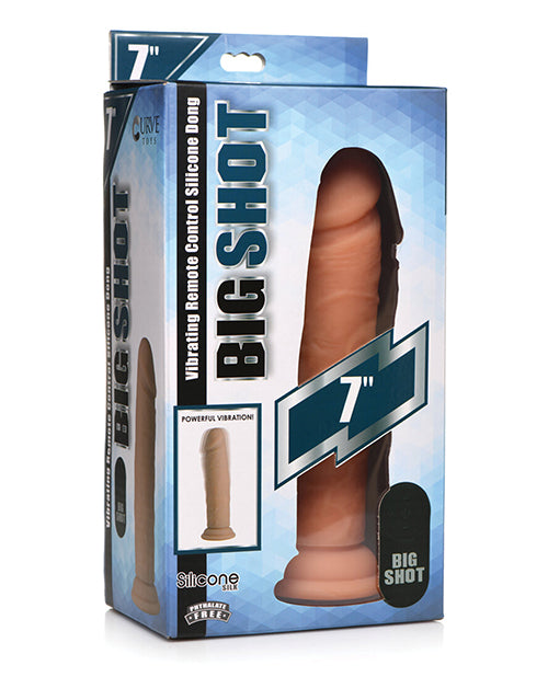 Curve Novelties Big Shot 7" Vibrating 21x Silicone Dildo W-out Balls W-remote - Light - Casual Toys