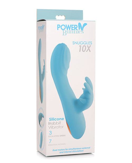 Curve Novelties Power Bunnies Snuggles 10x Silicone Rabbit Vibrator - Blue - Casual Toys