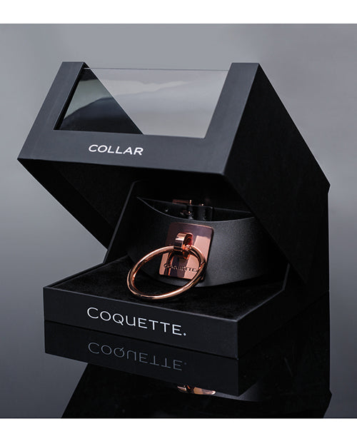 Pleasure Collection Adjustable Collar - Black-rose Gold