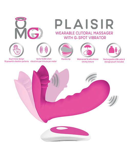 Omg Plaisir Wearable Clitoral Massager W-g-spot Vibrator - Pink - Casual Toys