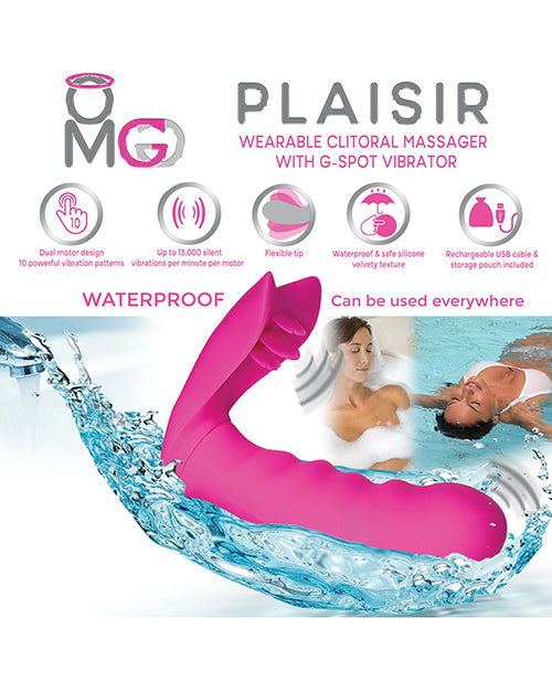 Omg Plaisir Wearable Clitoral Massager W-g-spot Vibrator - Pink - Casual Toys