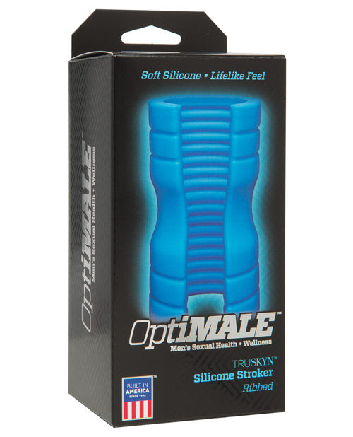 Optimale Truskyn Silicone Stroker Ribbed - Blue - Casual Toys