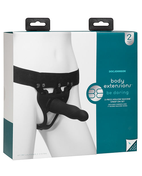 Body Extensions Be Daring 2 Piece Strap On Set - Black - Casual Toys
